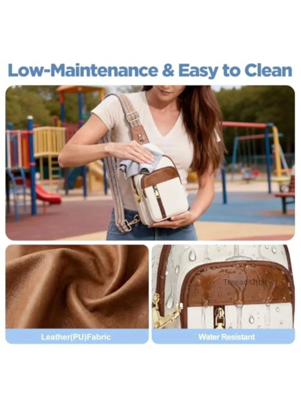 Anti Theft Crossbody Sling Bag RFID Travel Purse Faux Leather 7L Reversible